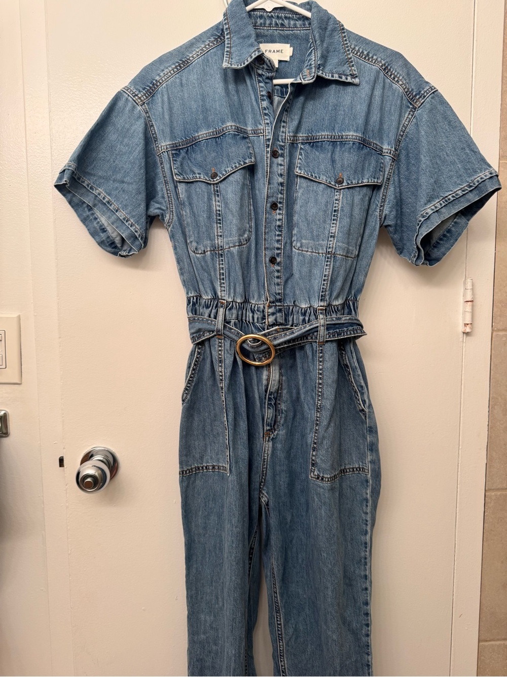 Frame Denim Jumpsuit with Belt